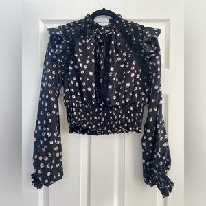 ⚡️SALE⚡️ Kooples Silky Floral Tie Neck Peasant Blouse